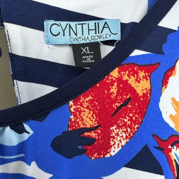 Cynthia Rowley Blue and White Tie Back Blouse - Picture 4 of 4
